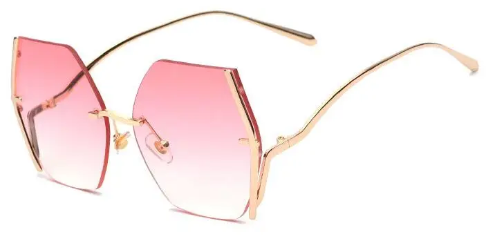 Известный бренд, модные безрамные негабаритные солнцезащитные очки, дизайнерские женские металлические большие тени, коричневые градиентные солнцезащитные очки UV400O culos - Цвет линз: C5 gradient pink