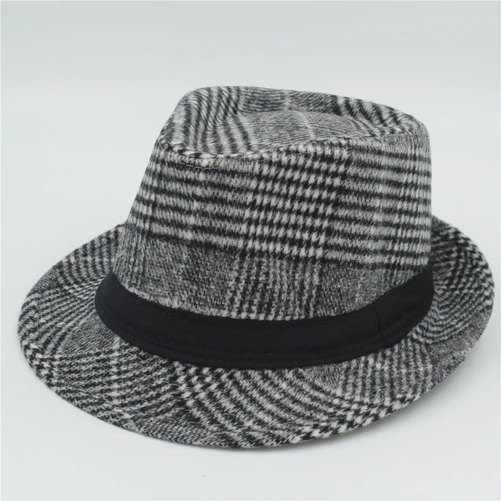 Новинка, осенне-зимняя мужская теплая Солнцезащитная шляпа для джентльмена, шерстяная сетчатая лента, фетровая сомберос, джазовая шляпа, Панама, топ, шапка 10