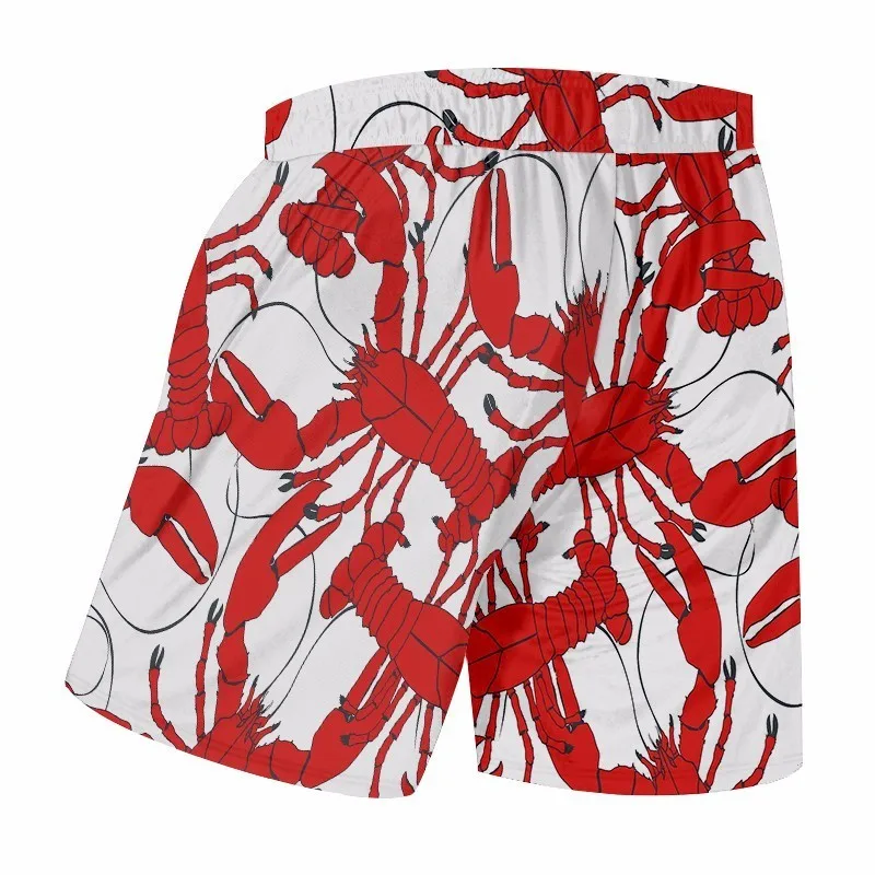 OGKB летние пляжные шорты мужские Забавный принт красный лангуст 3d пот Мужские шорты для купания человек купальные костюмы быстросохнущие