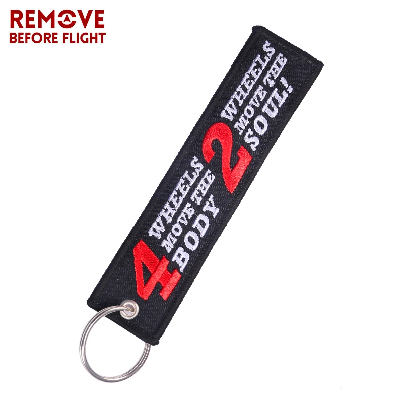 

Key Chains for Car and Motorcycle 4 Wheels Move the Body 2 Wheels Move the Soul Embroidery Key Ring Chain for Motor Bikers Gifts