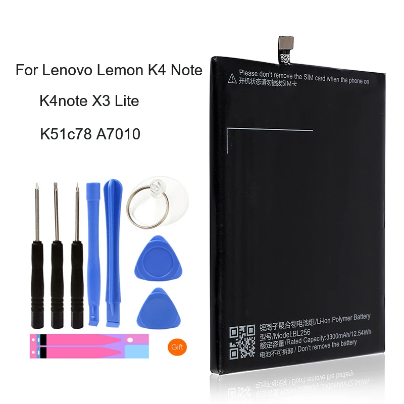 Оригинальный сменный аккумулятор BL256 для Lenovo Lemon K4 Note K4note X3 Lite K51c78 A7010 BL 256 3300