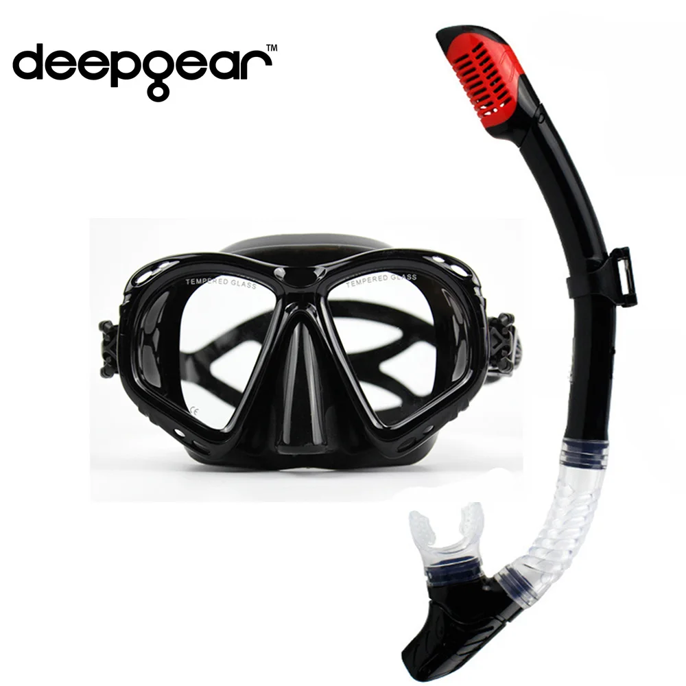 Новейший прозрачный силиконовый для подводного плавания набор для дайвинга близорукость маска для подводного плавания и трубка для подводного плавания оборудование для дайвинга для взрослых snorkel gea - Цвет: Standard Black Set