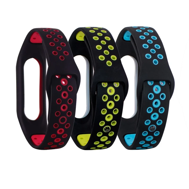 

For Xiaomi Mi Band 2 TPU Breathable Strap Smart Watch Replacement Silicone Double Color Wrist Strap for Millet 2 Smart Accessory