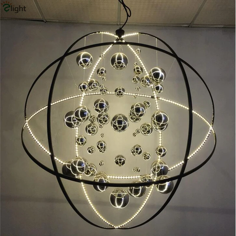 Северная Европа уникальная Вселенная Led Circel металлический подвесной светильник креативный отель Galaxy стеклянный шар Подвесная лампа