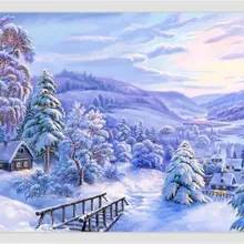 Горячая Снежный пейзаж напечатанный DIY Цифровая картина маслом по номерам ручная роспись маслом 40x50 см без рамки