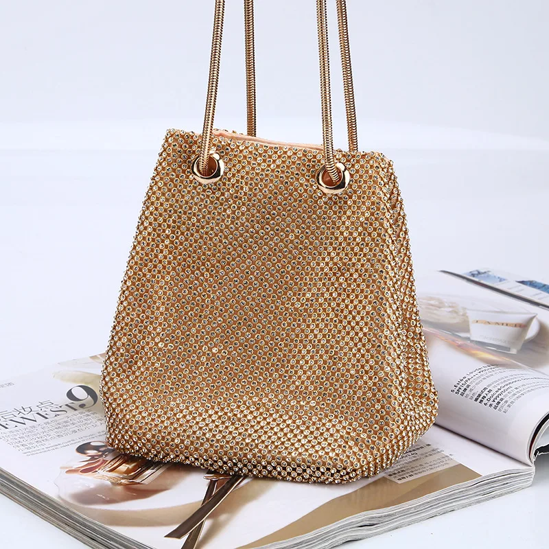 

Hand-held dinner bag cross-border diamond evening bag bucket drill bag clutch multifunctional dinner bag