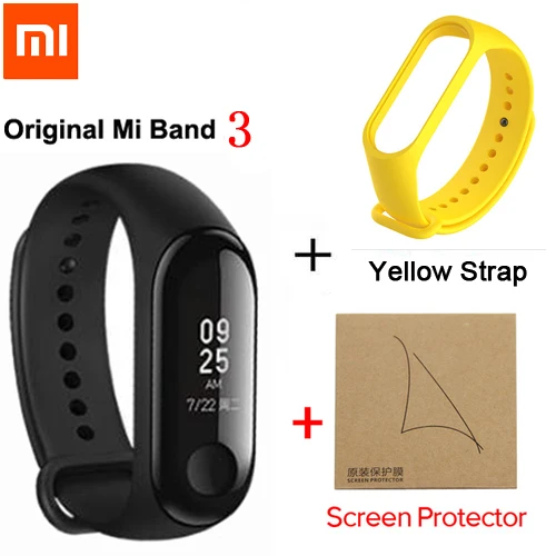 Xiaomi mi Band 2/mi band 3 с oled-дисплеем сенсорной панелью смарт-Пульс фитнес-bluetooth-браслет - Цвет: Yellow and Film