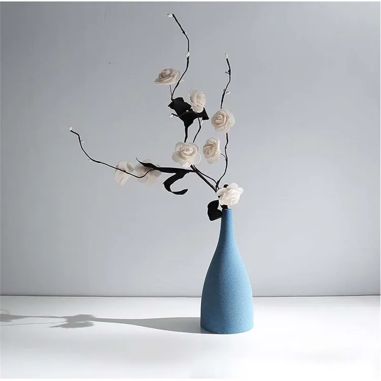 Синие матовые керамические вазы, настольная ваза для цветов, классический китайский декор для домашнего декора, креативный подарок