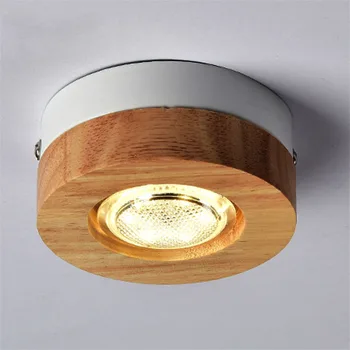 

Nordic Surface Mounted Wooden Downlight Round Square Spotlights Home Led Simple Light Living Room Aisle Corridor Ceiling Lamp 3W