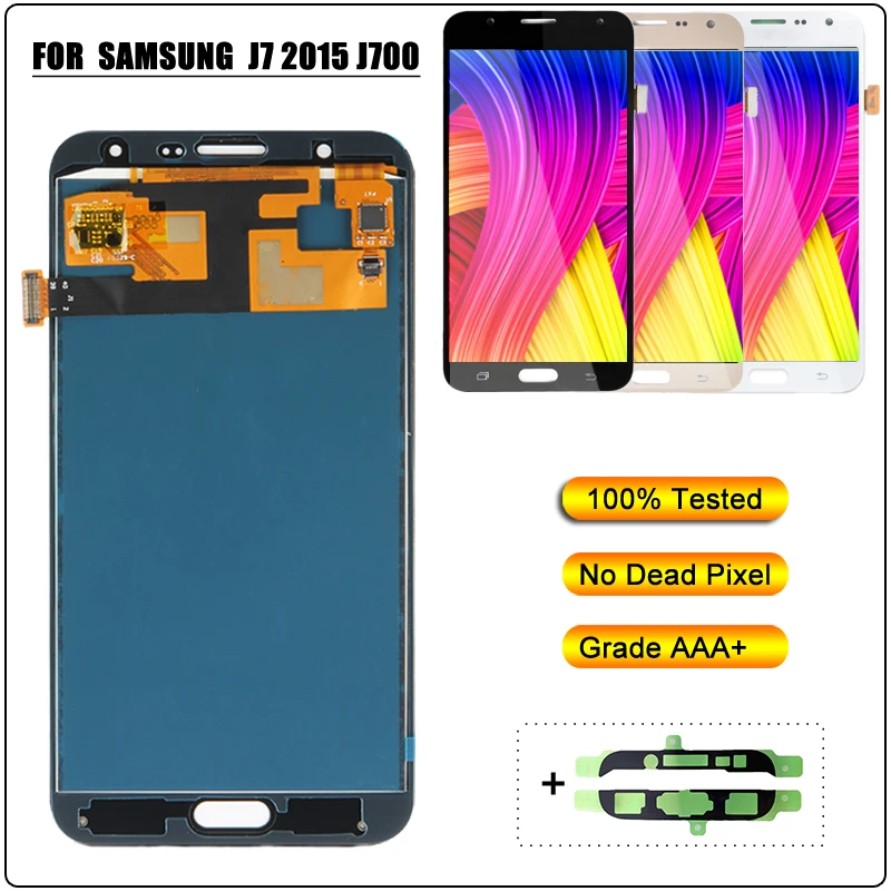 

100% Tested AAA LCD Display For Samsung Galaxy J7 2015 J700 J700F J700H Screen Touch Digitizer Assembly LCD Replacement Adhesive