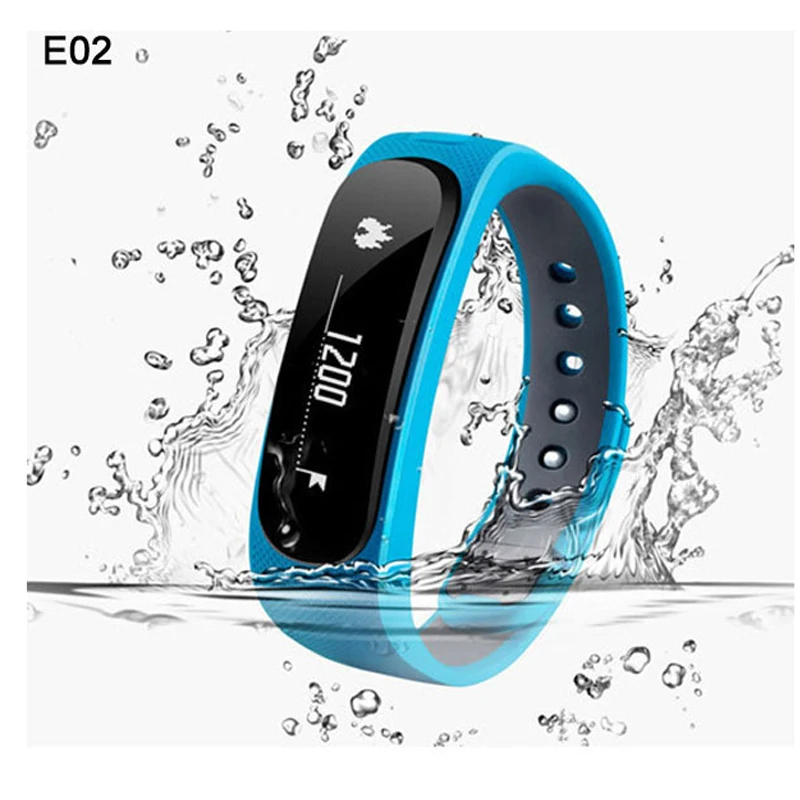 E02 Smart Bracelet Bluetooth 4 0 Waterproof Sport Watch Anti lost Pedometer SMS Reminder Wristband For