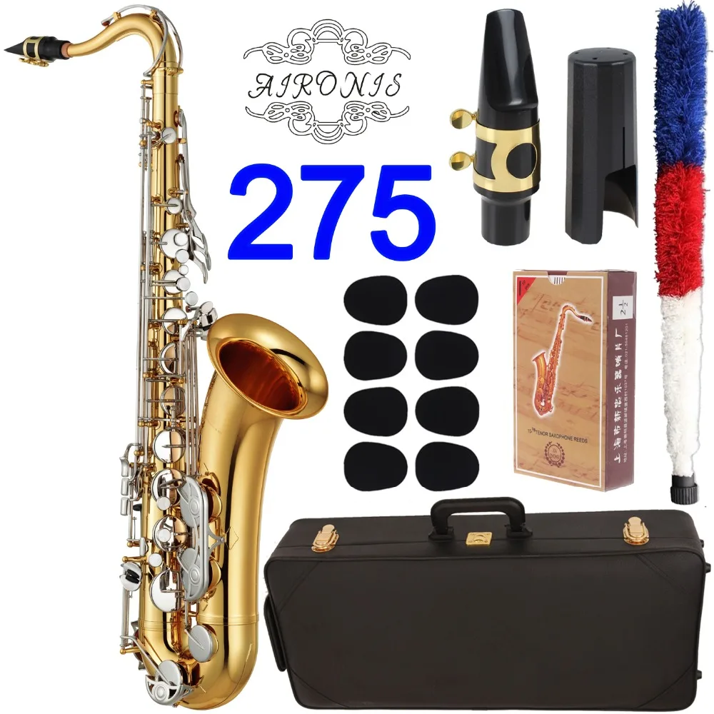 

New Tenor Saxophone 275 Gold Lacquer Nickel-plated Keys Sax Tenor Mouthpiece Ligature Reeds Neck Musical Instrument Accessories