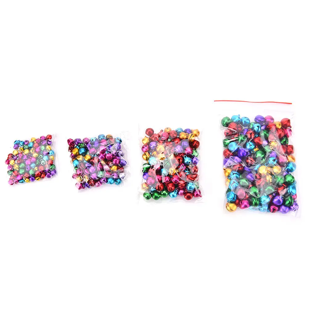 

100pcs Colorful Loose Beads Small Jingle Bells Christmas Decoration Pendants DIY Crafts Handmade Accessories 6/8/10/12mm