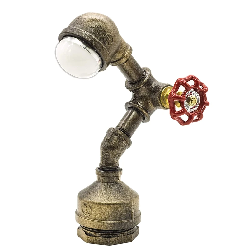 

Industrial Steampunk Led Desk Lamp, Iron Piping Loft Style Vintage Antique Light, Retro Desk Lamp, Night Light- Us Plug