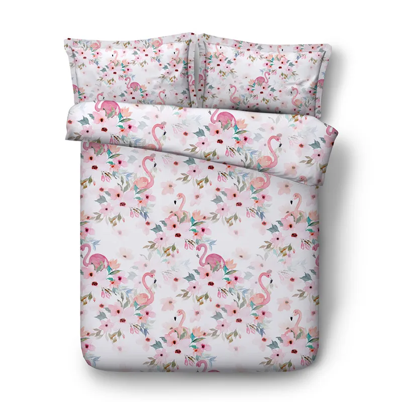 

Fanaijia high quality Flamingos Bedding Set queen size Cartoon kids Duvet Cover set with pillowcase Bed best gift kids