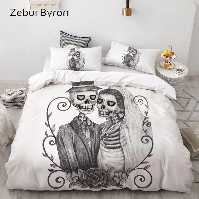 

3D Duvet Cover Set Custom,Bedding Sets USA/AU/Europe/Queen/King,Quilt/Blanket Cover Set,Bed set Skull Wedding,drop ship