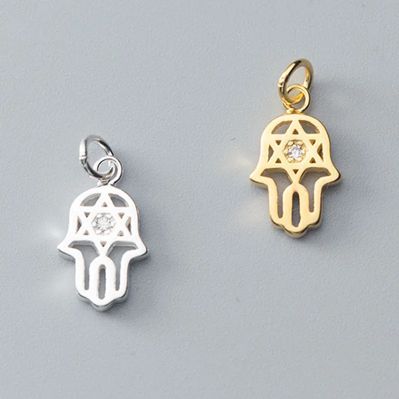 

100% 925 Sterling Silver Craftwork Star Hand Charms 12.5mm Fancy Decoration Male Female Dangle Pendants DIY Fine Jewelry Making