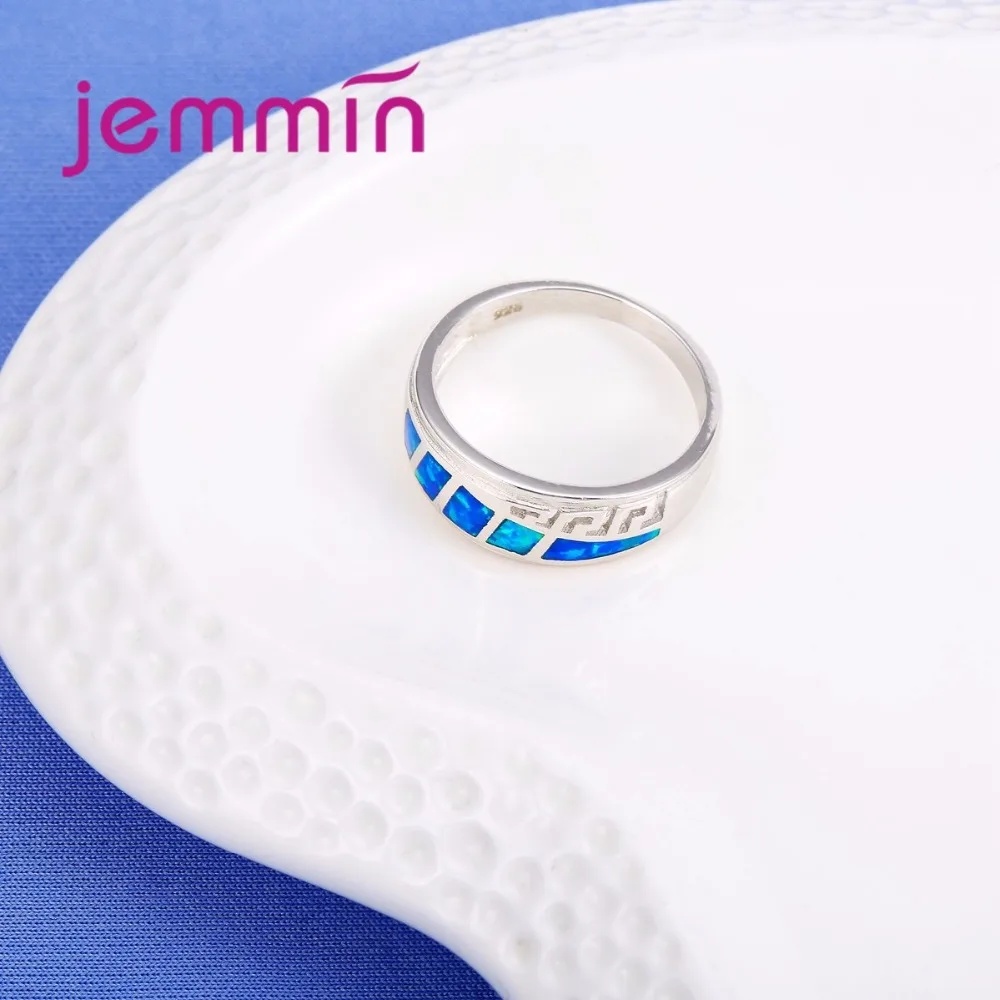 Огненный прекрасный синий опал S925 Свадебные Кольца для женщин полые вечерние кольца подарок кольца из стерлингового серебра Круглые ретро кольца ювелирные изделия