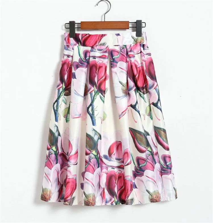 Neophil модная юбка с тропическим цветочным принтом и высокой талией, пышная плиссированная сатиновая юбка-пачка средней длины S07047
