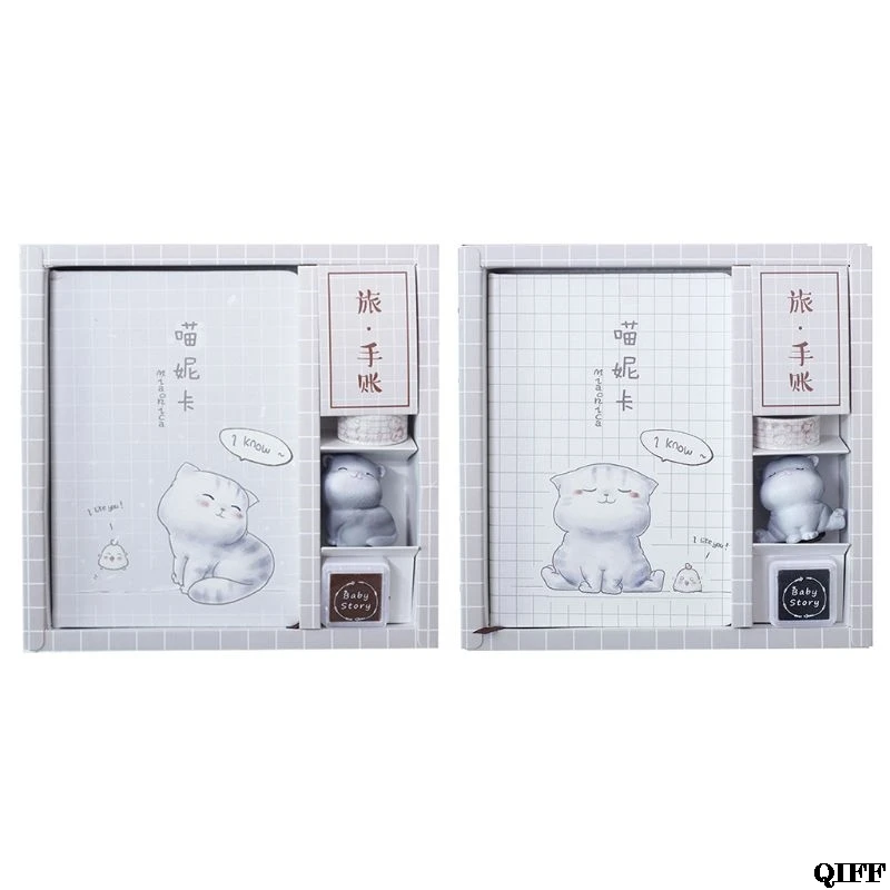 

Drop Ship& Wholesale Cute Cat Notebook Journal Daily Planner Notepad Memo Pad Kit Set Stationery School Supplies Travel July 17