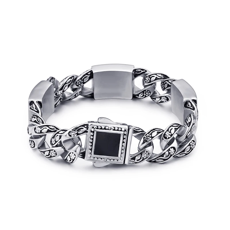 

Vintage Men Bracelet Silver Color Stainless Steel Bracelets & Bangles Male Accessory Hip Hop Party Rock Jewelry Dropshipping