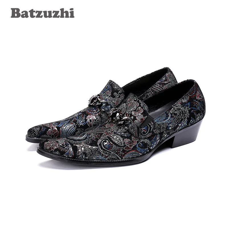 Batzuzhi новые туфли ручной работы Zapatos Hombre Модная мужская обувь Черные дизайнерские
