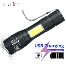 Обновленный дизайн usb зарядка мощный фонарик 10000Lus 4 режима T6 L2 светодиодный фонарь Zoom тактический фонарь с аккумулятором 2400 мАч