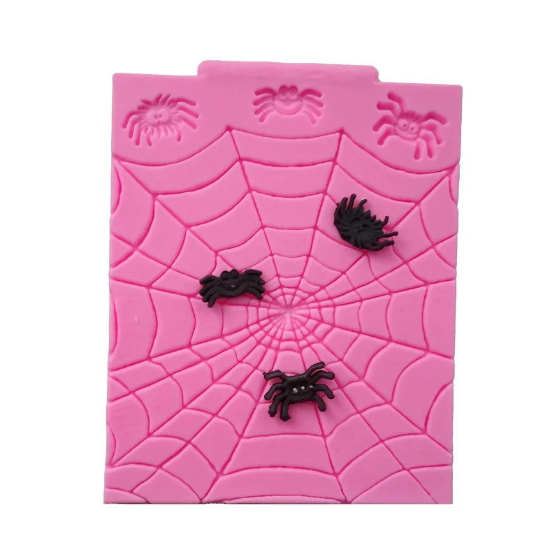 

Free shipping Spider web halloween cooking tools fondant baking DIY Cake Sugar chcolate Shaped Silicone Craft Tray candy mold