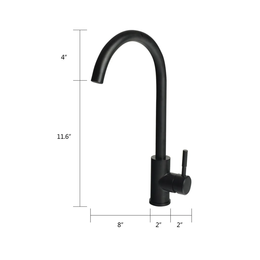 Hot and Cold Water Classic Black Kitchen Faucet 304 Stainless Steel Brushed Process Swivel Basin Faucet 360 Degree Rotation  (8)