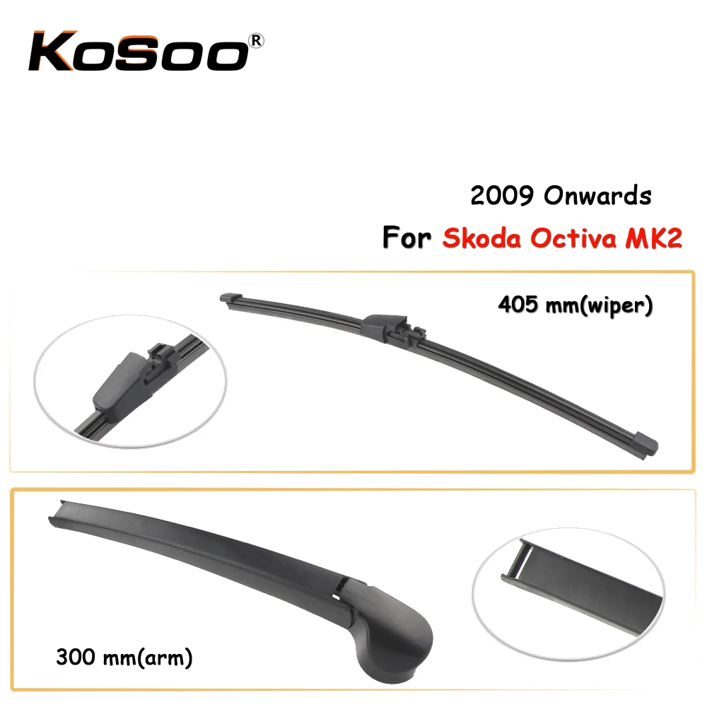 

KOSOO Auto Rear Car Wiper Blade For Skoda Octavia MK2,405mm 2009 Onwards Rear Window Windshield Wiper Blades Arm,Car Accessories