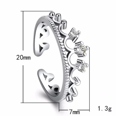 OMHXZJ, модные вечерние женские и девичьи свадебные подарки, белая корона, AAA циркон, 925 пробы, серебряное кольцо RN148