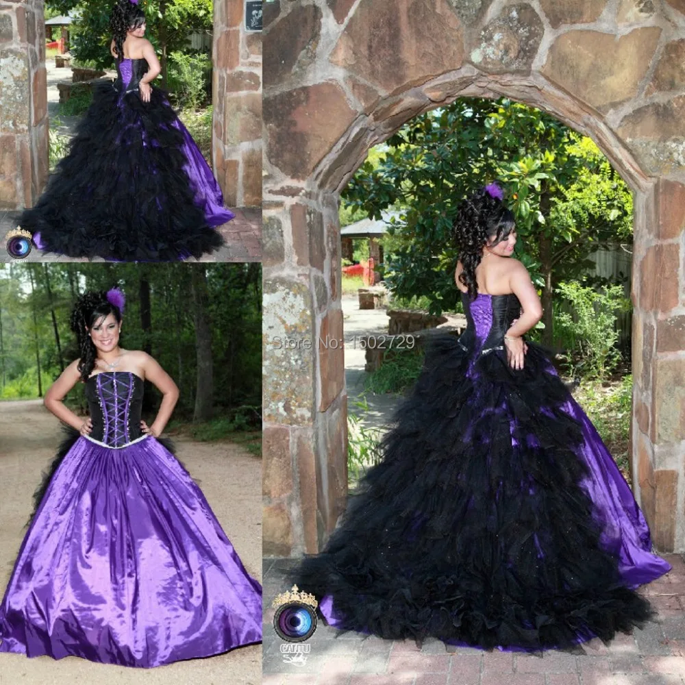 You Can Share These Black And Purple Lace Wedding Dresses On