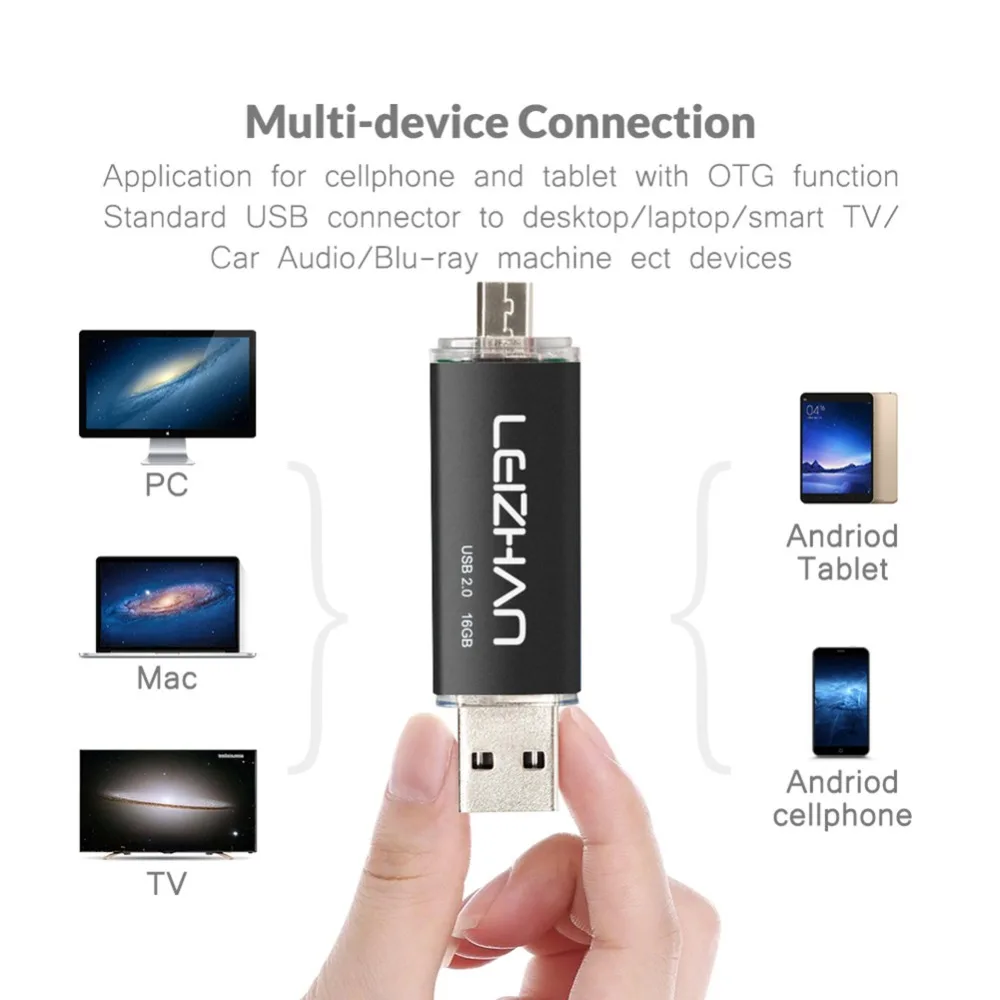 LEIZHAN USB флэш накопитель смартфон OTG объемом 64Гб 32Гб флеш 16Гб 8Гб 4Гб G микро