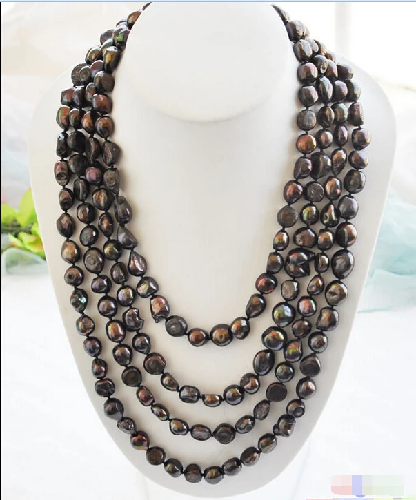 

FREE shipping>>>>>> P4355 LONG 100" 15mm black baroque freshwater pearl necklace 6.07