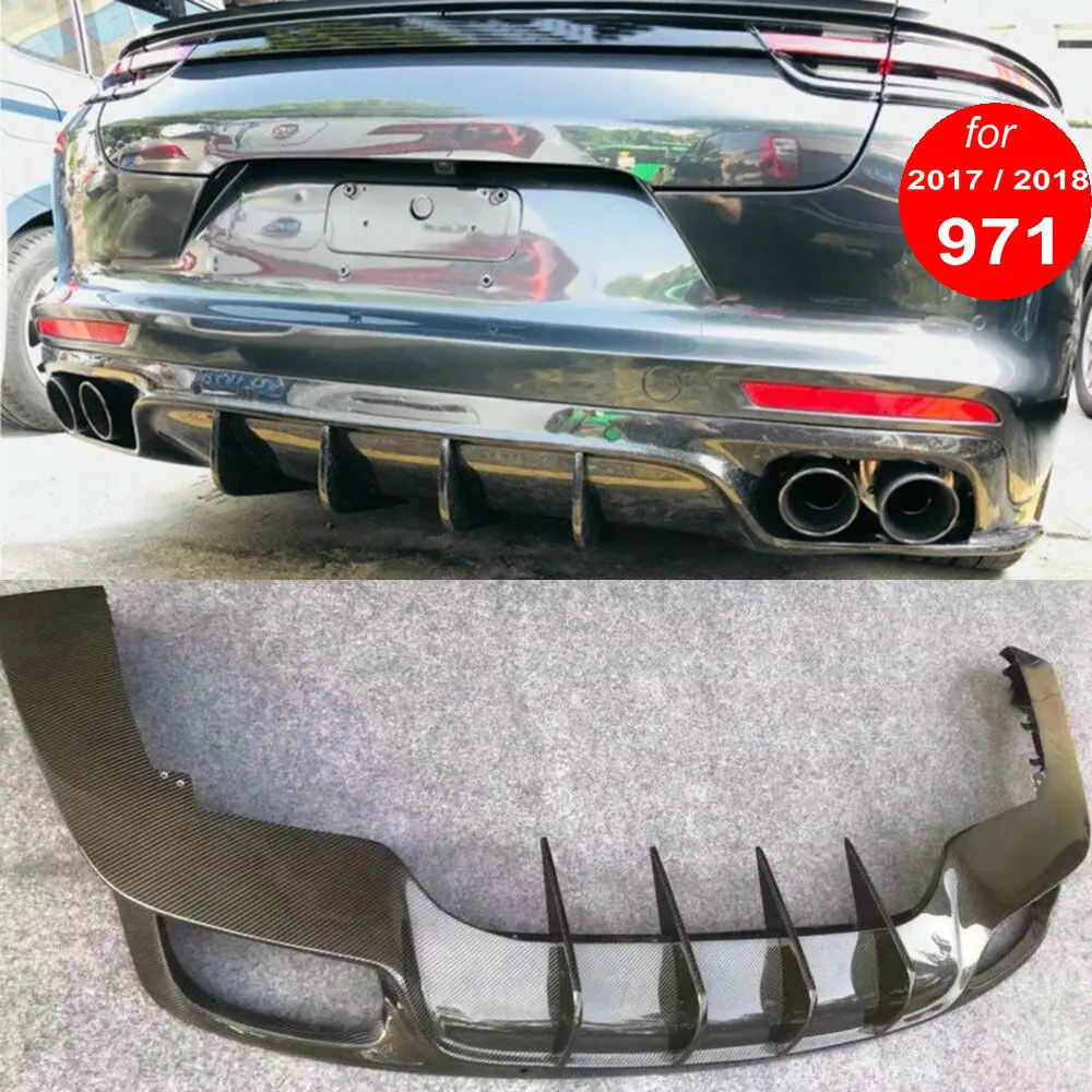 Newest 971 Carbon Fiber Rear bumper lip diffusers Auto Car Diffuser For  Porsche Panamera 971 2017 2018 2019 Bodykit Bodykits