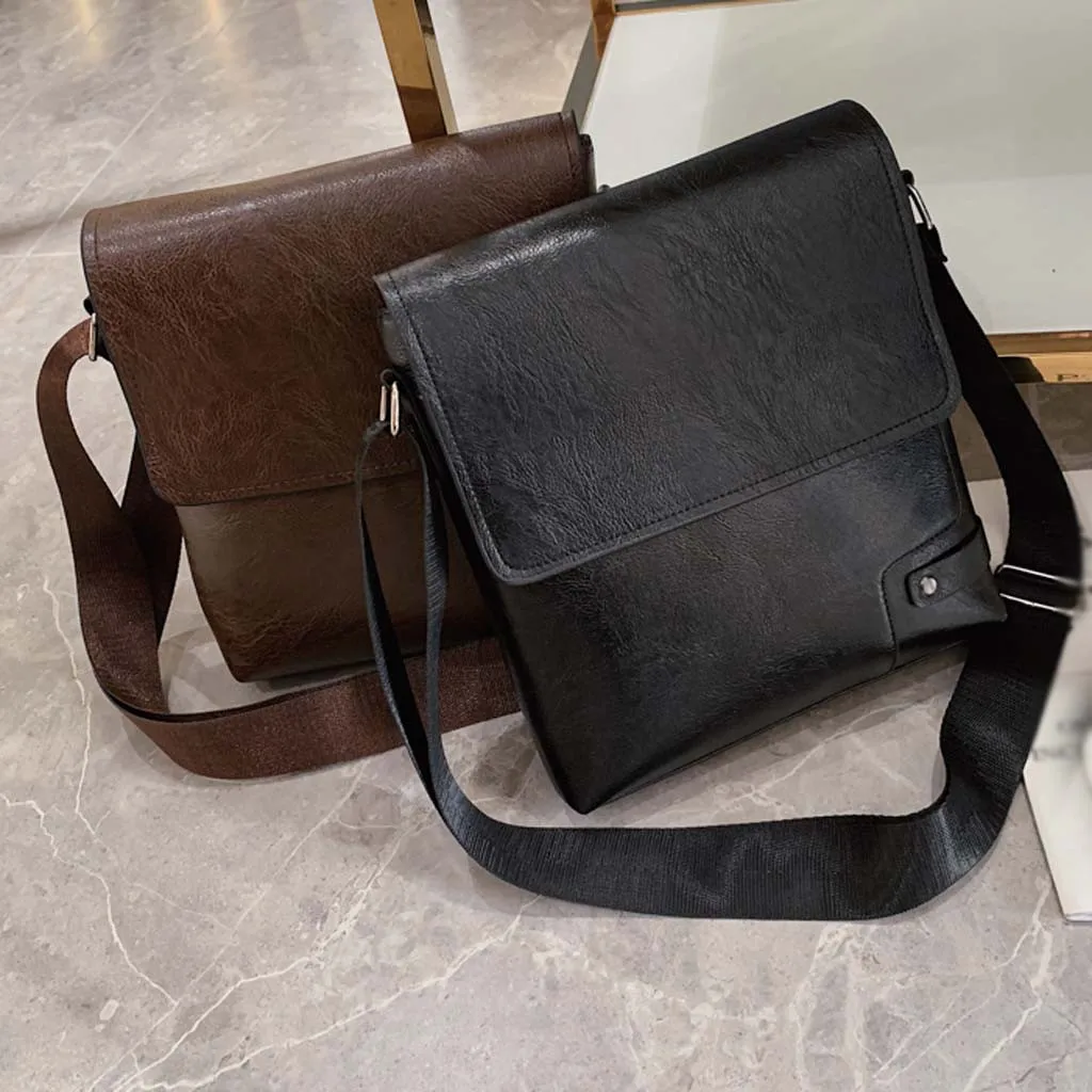 

Men's Business Diagonal Cross Bag Briefcase Solid Color Classic Shoulder Bag
