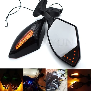 

Universal Motorcycle Rear View Side Wing Mirrors w/ LED Turn Signal Light For Honda CB 599 919 400 CB600 HORNET CBR 600 F2 F3 F4
