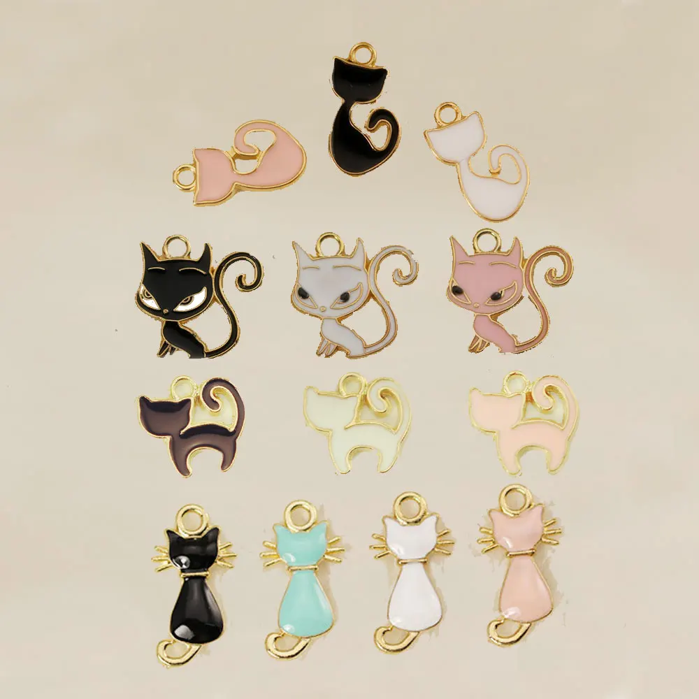 

Hot Fashion Charms Multi Cute Cat Enamel Charms For Jewelry Making Bracelet/Necklace/Earings Fashion Jewelry Womens Accessories