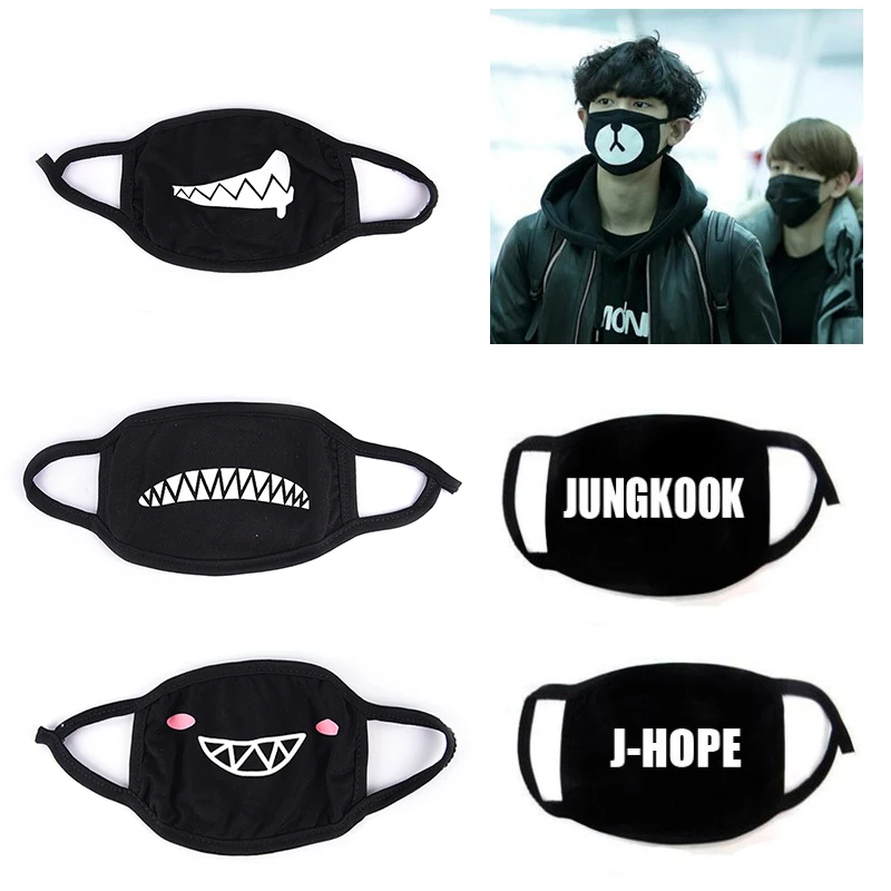 kpop аксессуары Модные мужские и женские черные Bt21 рот медведь уход за кожей лица