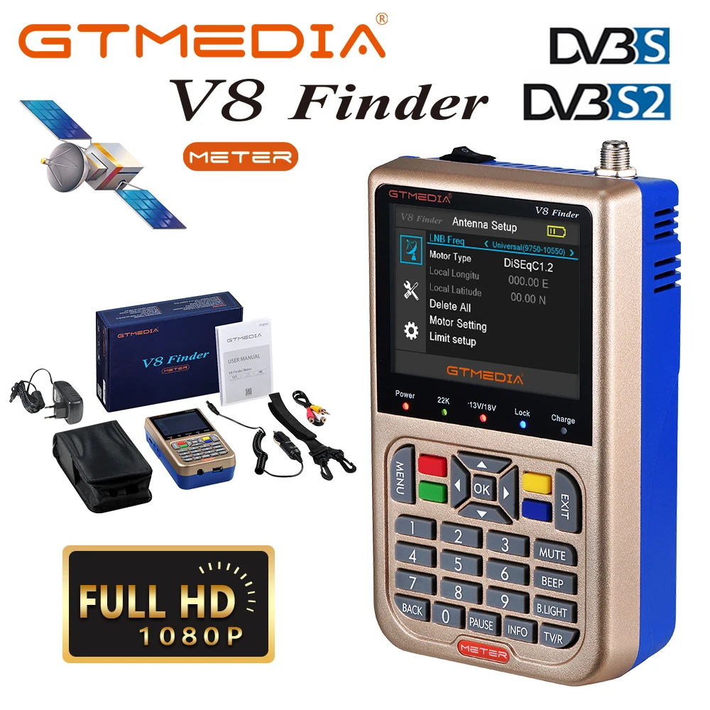 

FREESAT/GTMEDIA V8 Finder Meter 3.5"LCD DVB-S2/S2X Digital Satellite Finder High Definition H.264 And 3000mAh Battery Sat Finder