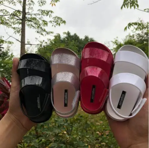 

Mini Melissa Original Brand 2018 New Girl Jelly Sandals Girls Casual Sandals Mini Melissa Beach Sandal High Quality 14-19CM