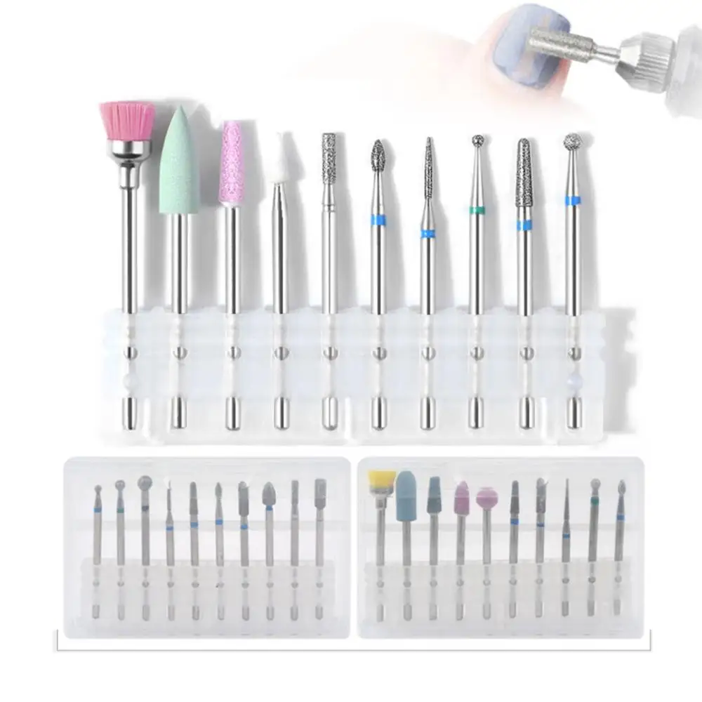 

10pcs/set Nail Drill Bit Set Nail Files Electric Machine for Manicure Rotate Burr Polishing Tools Cutters Manicure Accessory