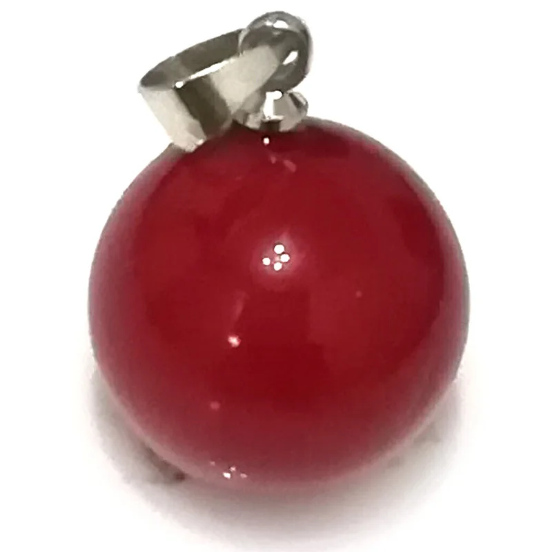 

Wholesale 14-15mm Shiny Red Round Shell Pearl 925 Sterling Silver Pendent