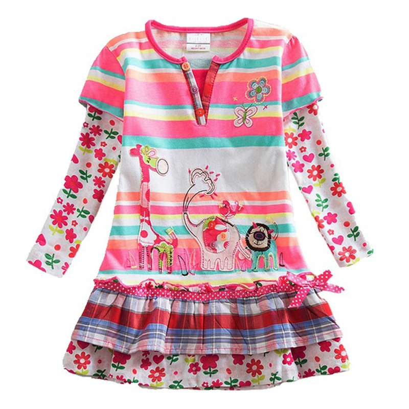 Girls Animal Pattern Cotton Dress Kids Toddler Spring Princess Dress