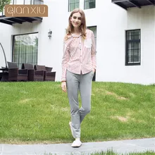 Женская Хлопковая пижама, удобная домашняя одежда, осенняя пижама с длинным рукавом, мягкая женская пижама высокого качества