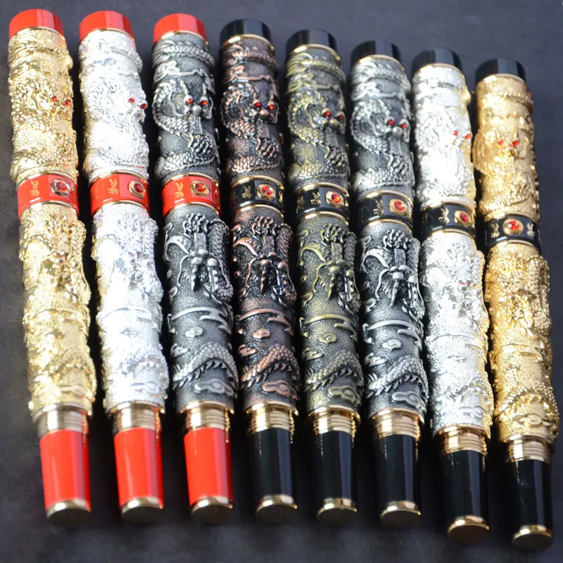 

NEW JINHAO GREY ROLLER BALL PEN TWO DRAGON PLAY THE PEARL RED GOLDEN COPPER SILVER BRASS 8 COLORS FOR CHOICE