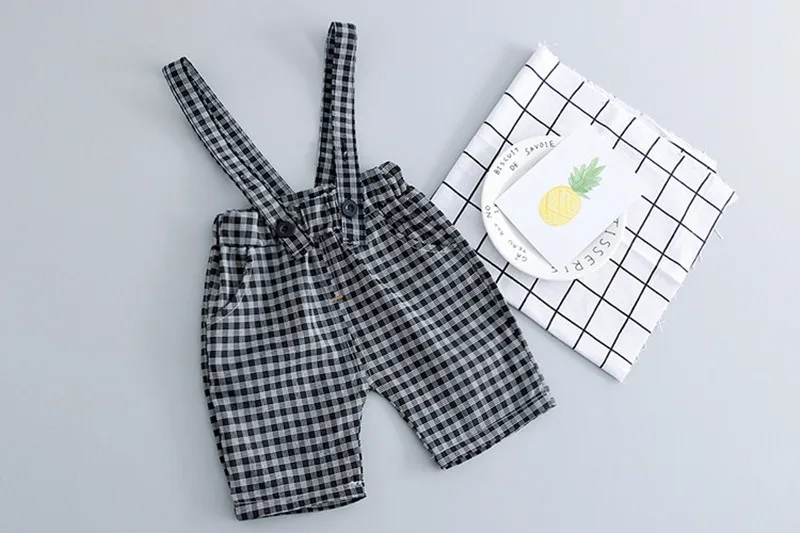 Коллекция года, весенне-осенняя одежда для малышей комплект одежды в джентльменском стиле для маленьких мальчиков, рубашка комбинезон Детский комбинезон из двух предметов