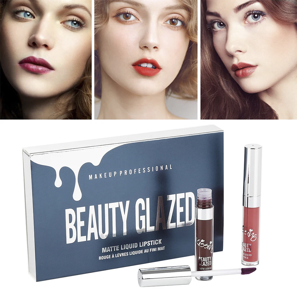 

BEAUTY GLAZED 6pcs/Set Liquid Lipstick Lip Gloss Professional Makeup Matte Lipstick Lip Kit Long Lasting Cosmetics Maquiagem