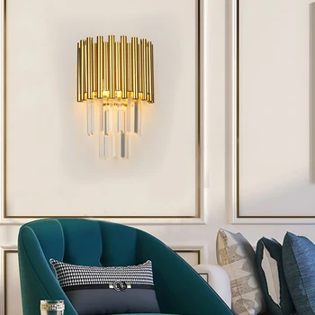 

Luxury Wall Sconce Living Room Bedroom Gold Wall Sconces Light Crystal Corridor Lighting бра светильник