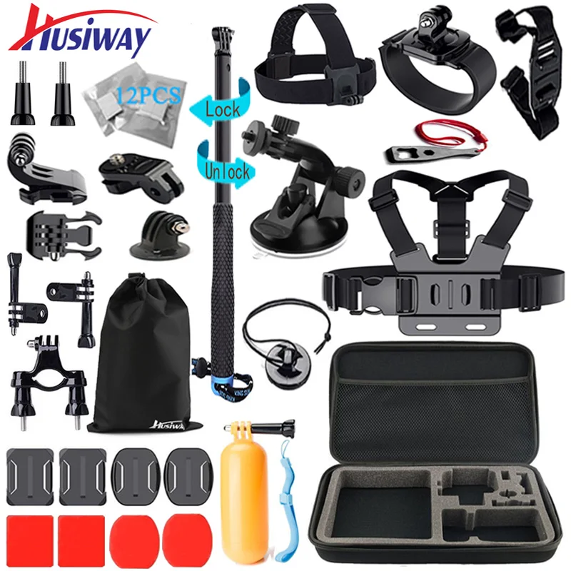 

Husiway Accessories set for Gopro Hero 6 5 4 Session, Kit for Yi 4K, Campark, Akaso, Eken, Gitup Camera 16